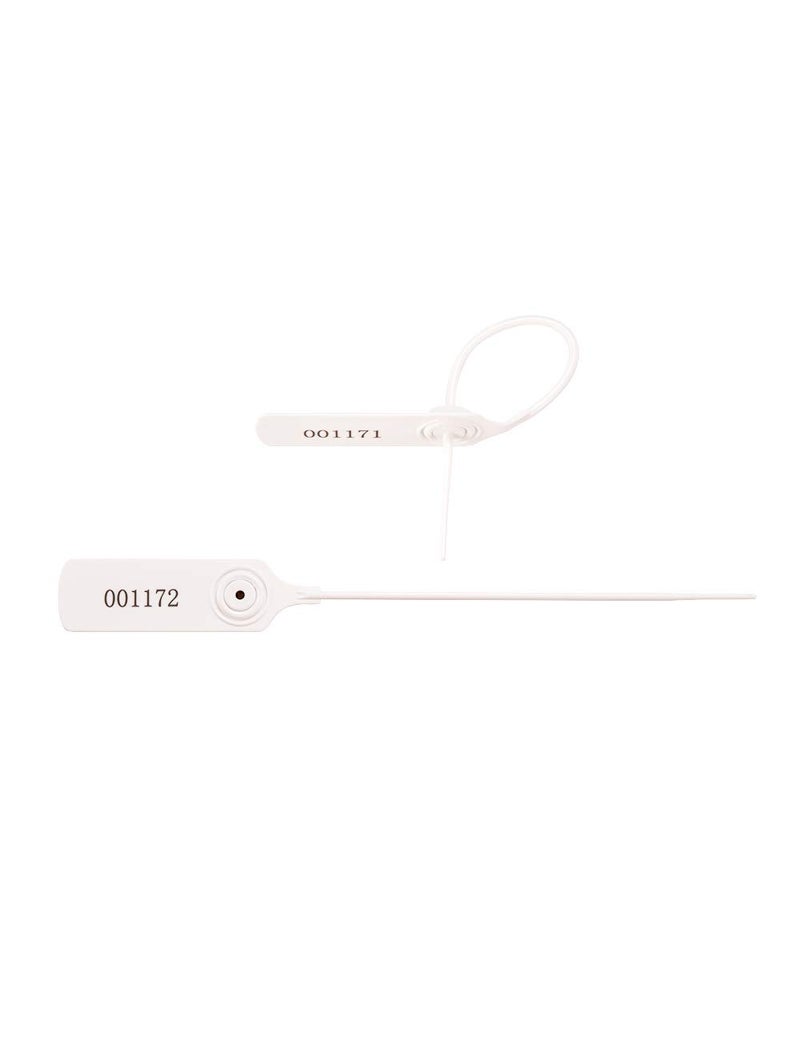 XF-Vel Pull-tite Security Seal Tamper Resistant Tags Plastic Padlock Sign Ties Numbered 100 Pieces/Bag (White, 100pcs) - Image 5